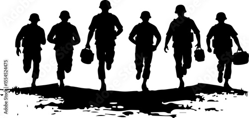 soldiers, military, army, advance, uphill, climb,  vector bundle