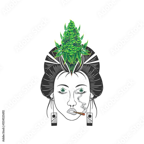 girl with flowers Verdant Heirloom: Regal Headdress with Botanical Crest in Stylized Portrait