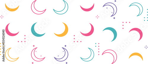 Magic moon set. Vector lunar collection with moons, stars, sunbursts. Graphic elements for astrology, esoteric, tarot, mystic and magic prints, posters, banners, pattern or backgrounds