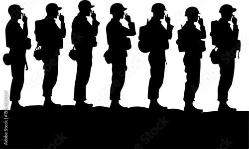  military, army, advance Soldiers Advancing Up Hill Silhouette vector bundle