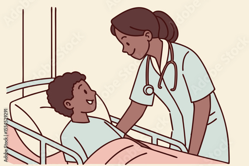 A young patient in hospital receives care, showing vulnerability, strength, and mixed emotions.