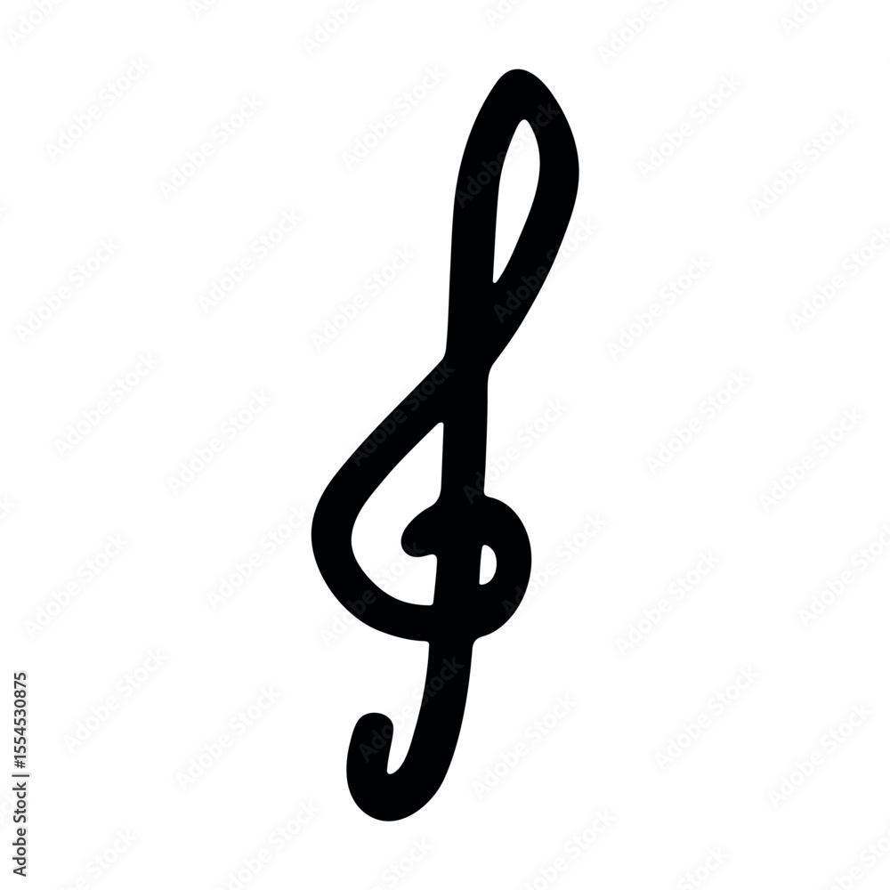 Obraz premium Treble clef doodle. Hand drawn musical symbol. Single element for print, web, design, decor, logo