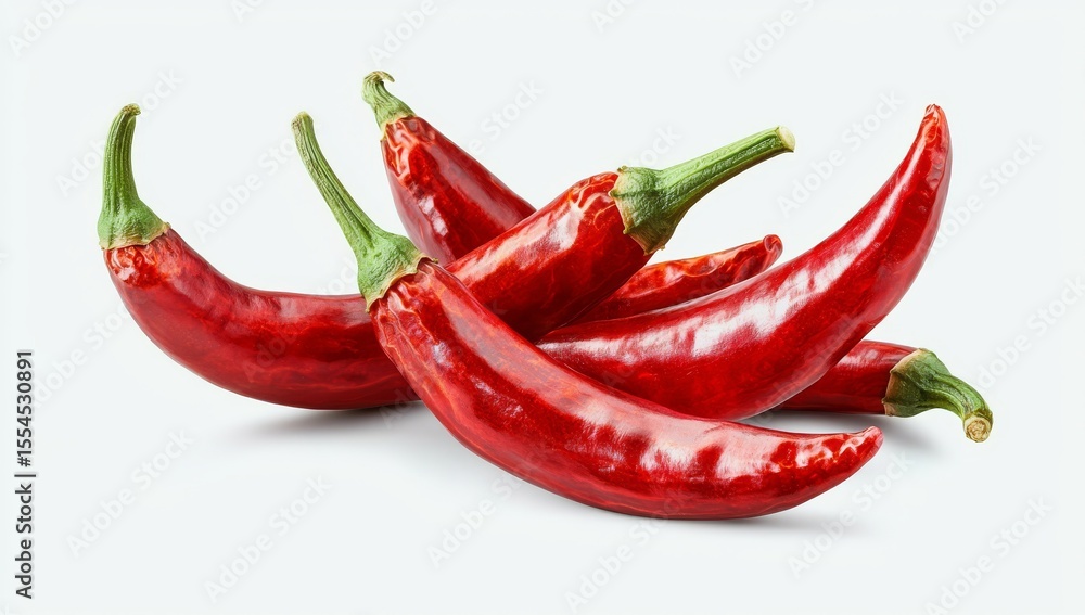 Pile of Fresh Red Chili Peppers on White Background, Cooking ,Spice Pile of Fresh Red Chili Peppers on White Background, Cooking ,Spice