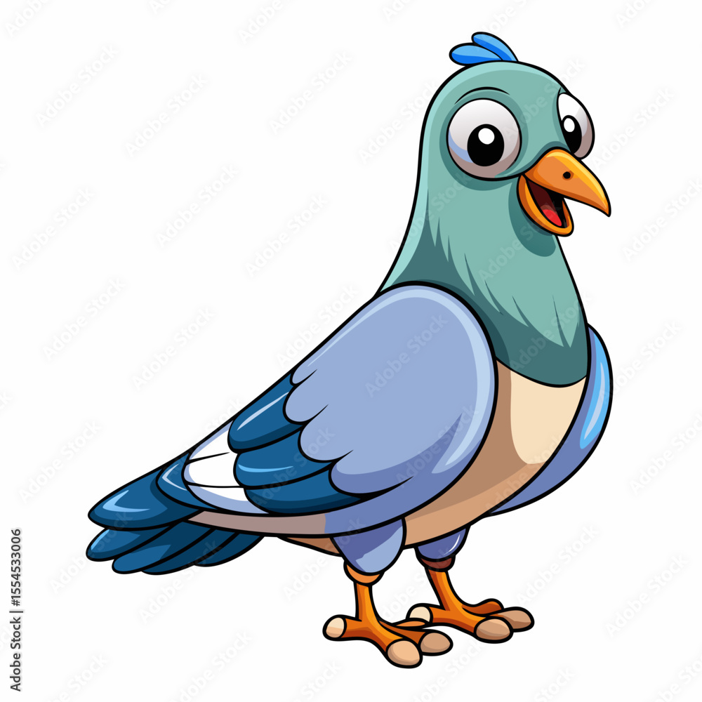 Obraz premium cartoon pigeon with a sign