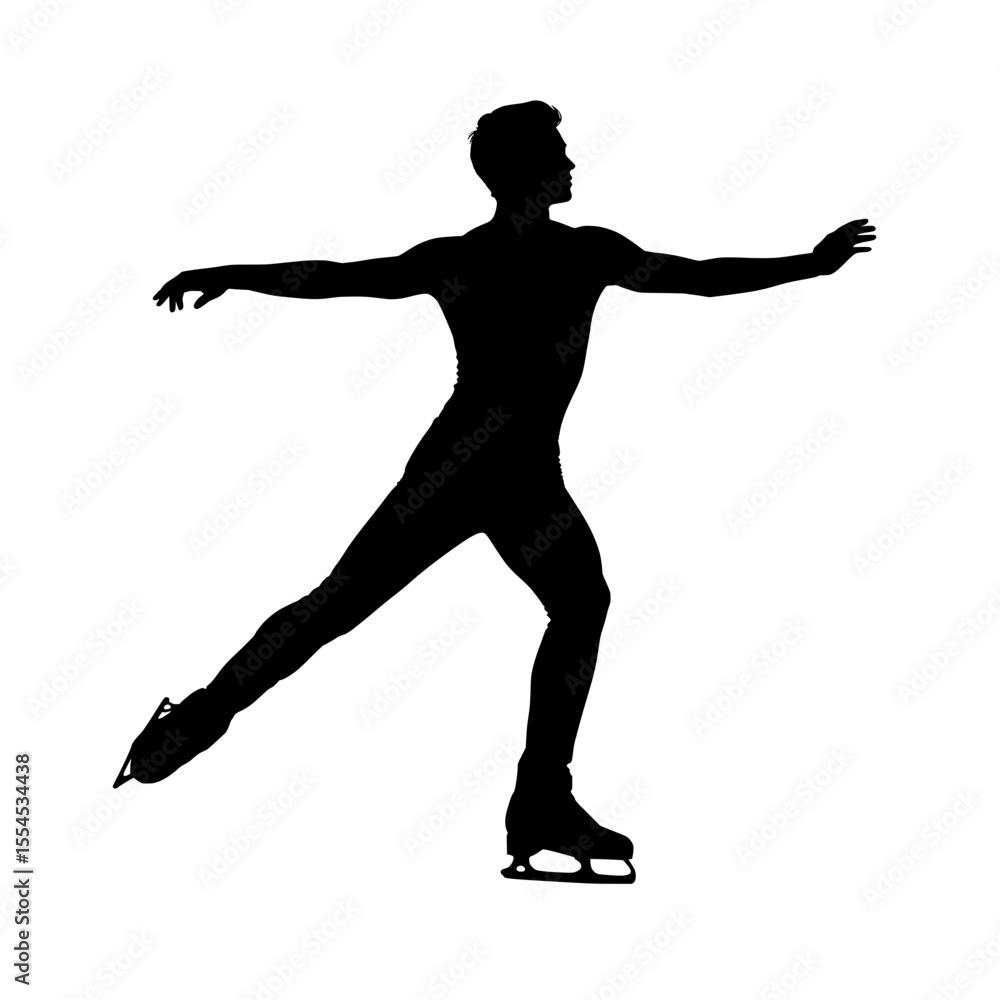 Male figure skater performing a graceful pose on ice Male figure skater performing a graceful pose on ice
