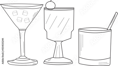 The Illustration of 3 glass of mocktail