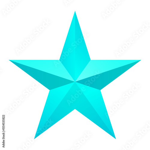 Turquoise metal icon star rating customer product review award icon.
