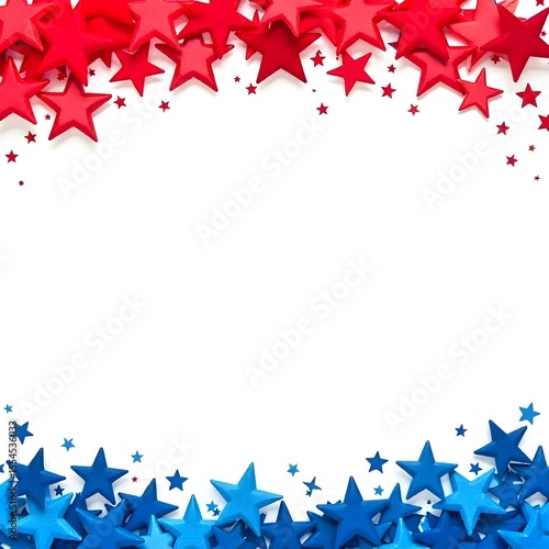 4th July background Red and Blue Stars Border on White Background - Patriotic Design