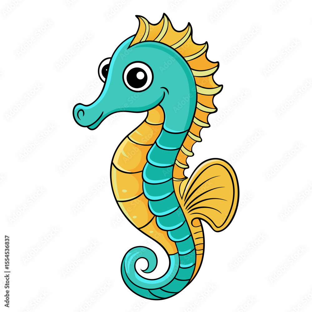 Fototapeta premium vector illustration of a cartoon seahorse