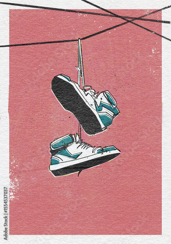 Sneakers on a line