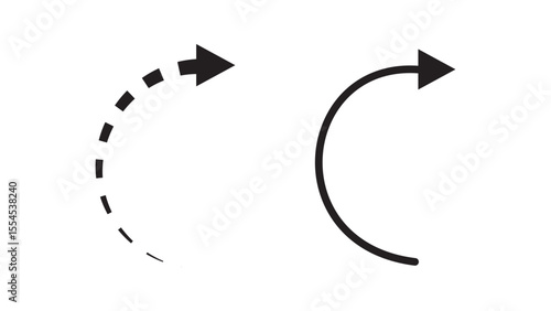 Searchable Title: Curved Arrows Icon Set - Solid and Dotted Arc Symbols