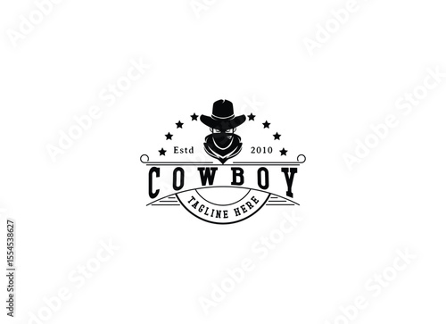 Vintage Cowboy Logo Design. Classic Vintage Western Country Wild West label logo design