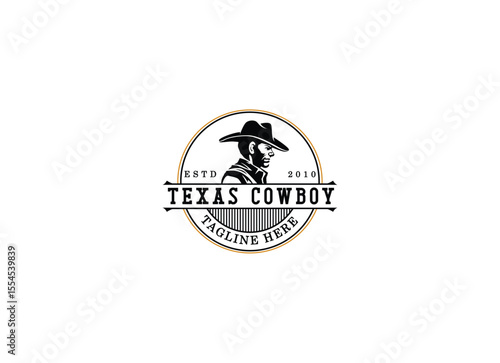Vintage Cowboy Logo Design. Classic Vintage Western Country Wild West label logo design