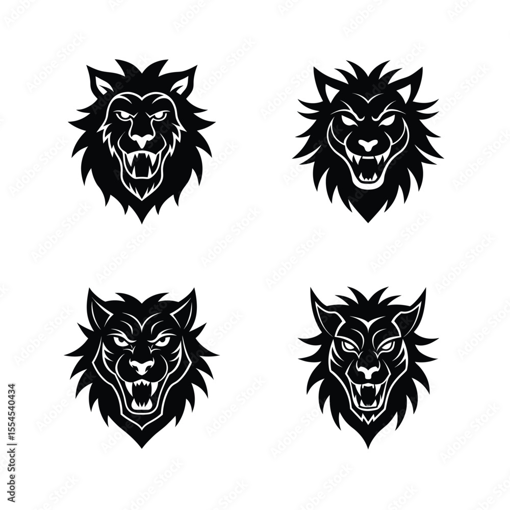 Devil lion face vector silhouette bundle Devil lion face vector silhouette bundle