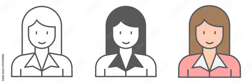 Businesswoman icon collection, female and feminism, business woman sign vector set graphics, editable stroke linear icon, eps 10 Businesswoman icon collection, female and feminism, business woman sign vector set graphics, editable stroke linear icon, eps 10
