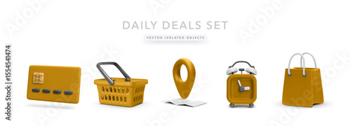 Shopping, Payment, and Delivery Icons in Modern Style Including Card, Basket, Location, Clock, and Bag Elements. Ideal for Ecommerce and Retail Themes. Vector Illustration.