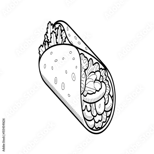 Fajitas white background coloring page 