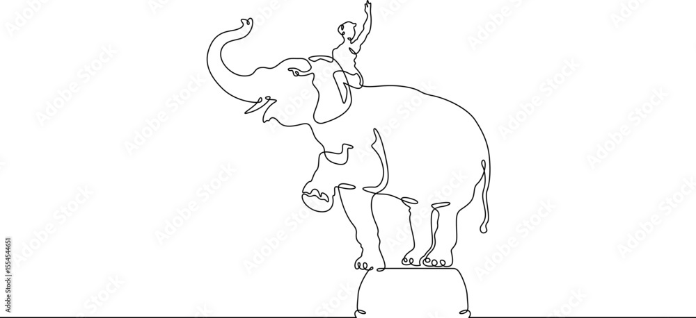 Continuous one line drawing аnimal trainer. Circus elephant. Trained circus animal. Circus performance.One continuous line isolated minimal illustration.Not AI. Continuous one line drawing аnimal trainer. Circus elephant. Trained circus animal. Circus performance.One continuous line isolated minimal illustration.Not AI.