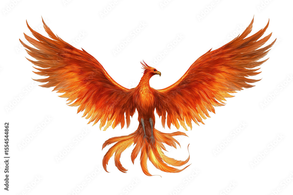 Fototapeta premium PNG Fiery phoenix bird flame wings fire. 