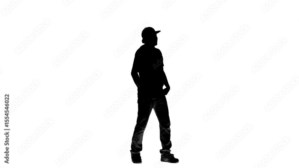 ダンスする男性ダンサーの全身シルエット ダンスする男性ダンサーの全身シルエット
