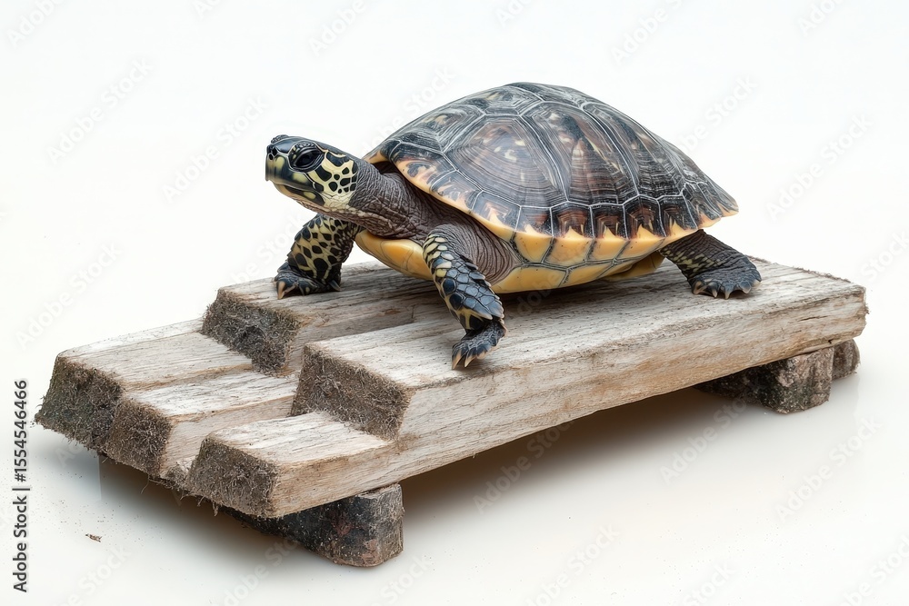 Obraz premium Turtle on a Wooden Platform