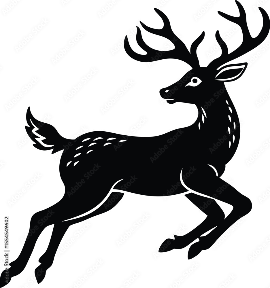 Fototapeta premium Silhouette of a Deer Leaping