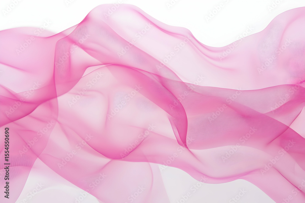 Obraz premium Elegant pink chiffon fabric floating softly, flowing sheer textile background, delicate and airy design