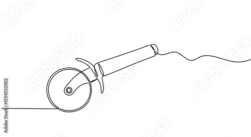 Line art pizza cutter on a white background