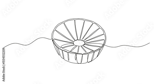 Abstract line art of a pie on a flat surface