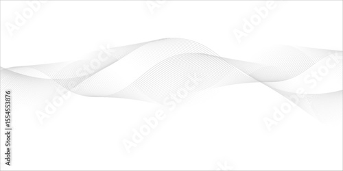 Flowing dots particles wave pattern 3D curve halftone black gradient curve shape isolated on white background. Vector in concept of technology, science, music, modern vector wave