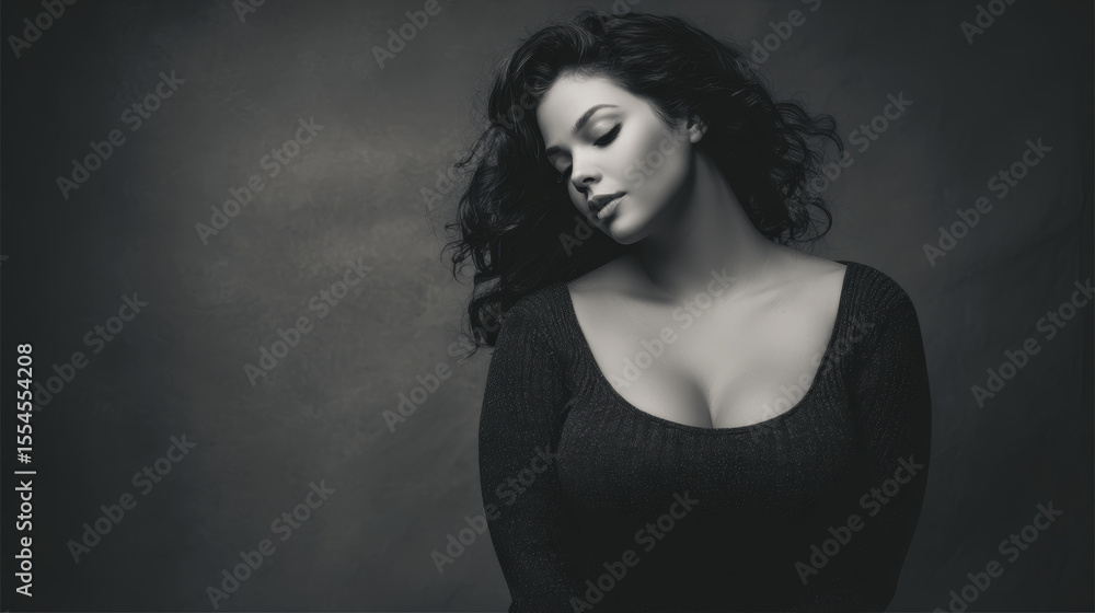 A black and white portrait of a beautiful woman looking elegant and stylish. A black and white portrait of a beautiful woman looking elegant and stylish.
