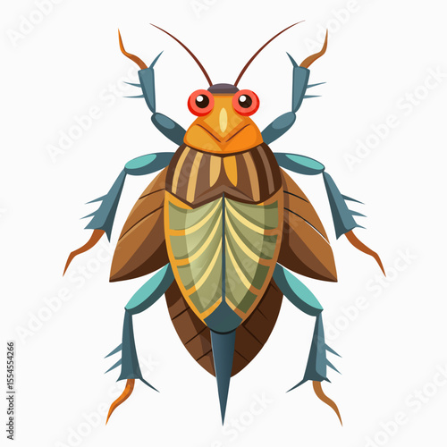 vector illustration of cartoon water bug