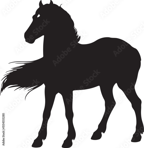 Chilean horse in silhouette vector pure white background.