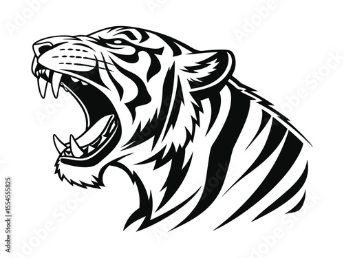 Line drawing tiger. Vector illustration isolated on white. Tiger head line art vector isolated on white background
