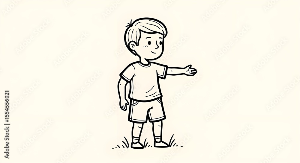 Cartoon Boy Reaching Out Offering Hand | Illustration of Friendly Young Child for Education, Children's Books, and Positive Interactions Cartoon Boy Reaching Out Offering Hand | Illustration of Friendly Young Child for Education, Children's Books, and Positive Interactions