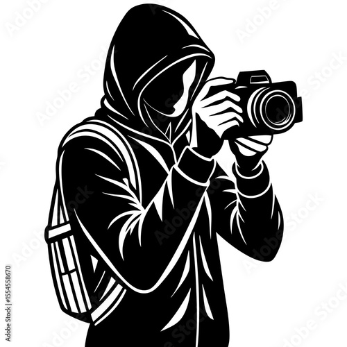 Silhouette vector of photographer in action – perfect for creative and commercial designs.
