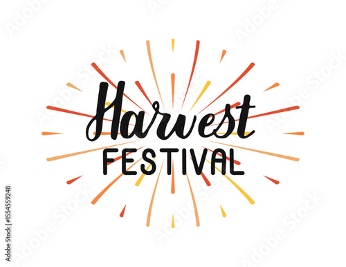 Autumn Harvest Festival hand drawn lettering typography. Modern brush calligraphy banner template. Fall party for postcard, invitation card