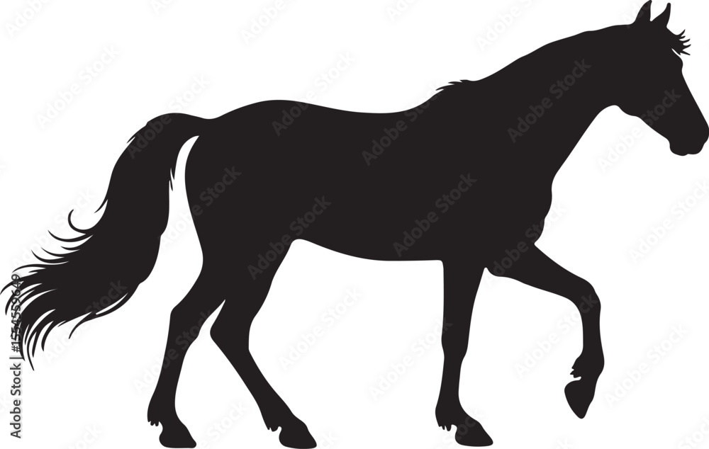 Obraz premium Corsican horse in silhouette vector pure white background.