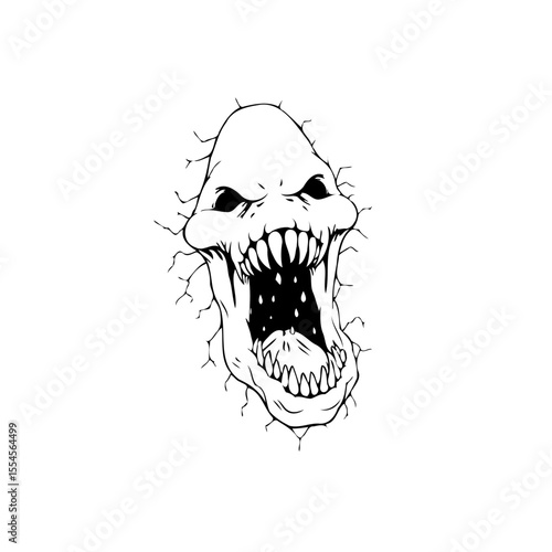 Intense demonic skull scream cracks darkness horrifying monster emerges from depths illustration nightmare