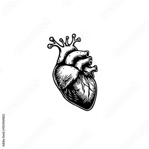 Anatomical human heart illustration depicting the complexities of cardiovascular health and vital organ functions for medical insights