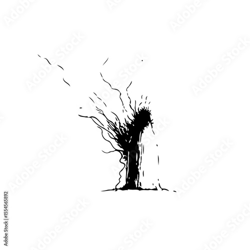 Spooky tree illustration with bare branches and abstract details creating a mysterious and unsettling atmosphere perfect halloween