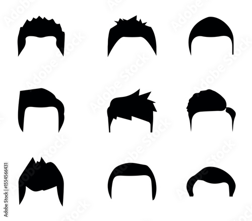 Set of men's hairstyles. Stylish men hair set. Vector design