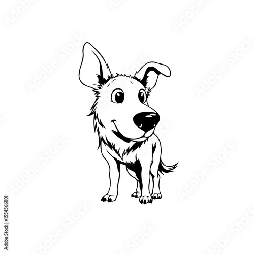 Adorable cartoon dog with floppy ears vector illustration isolated on white background for design