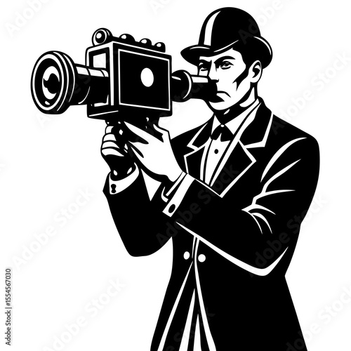 Silhouette vector of photographer in action – perfect for creative and commercial designs.