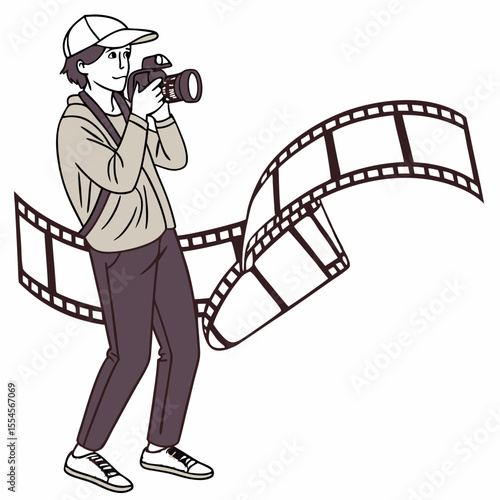 Silhouette vector of photographer in action – perfect for creative and commercial designs.