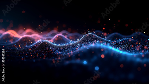 Colorful abstract wave patterns, vibrant flowing lines in shades of blue and pink, perfect for tech or creative design themes.