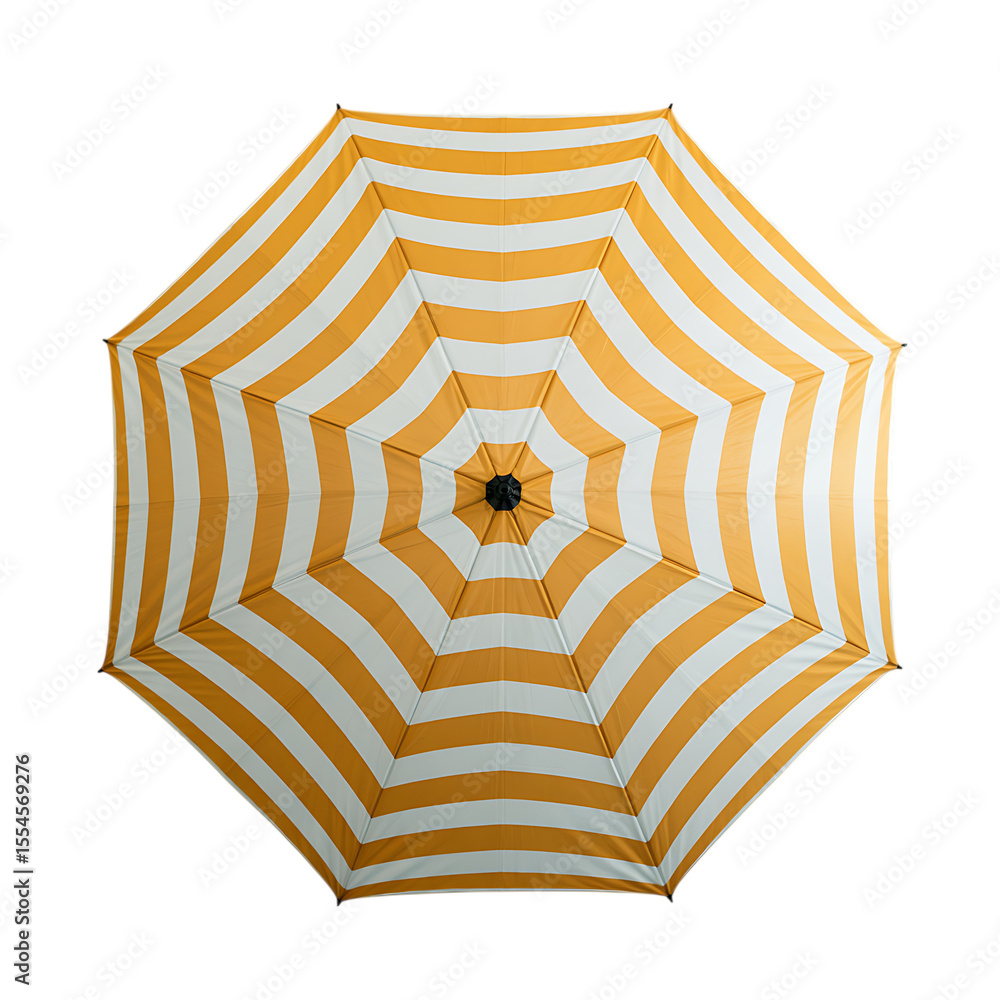 Striped Beach Umbrella on Isolated Background Striped Beach Umbrella on Isolated Background