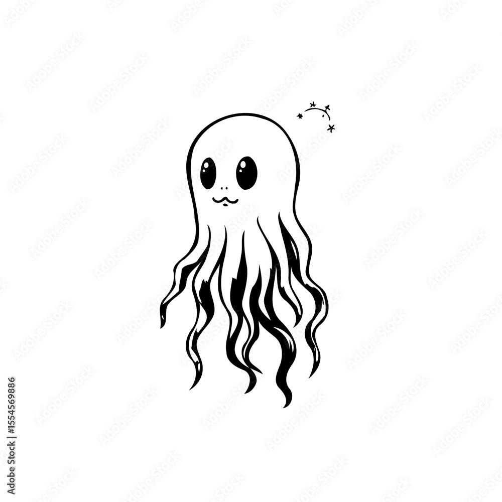 Cute cartoon jellyfish illustration: a whimsical creature design for children's books and playful projects in marine biology Cute cartoon jellyfish illustration: a whimsical creature design for children's books and playful projects in marine biology
