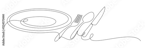 continuous line drawing of cutlery 12