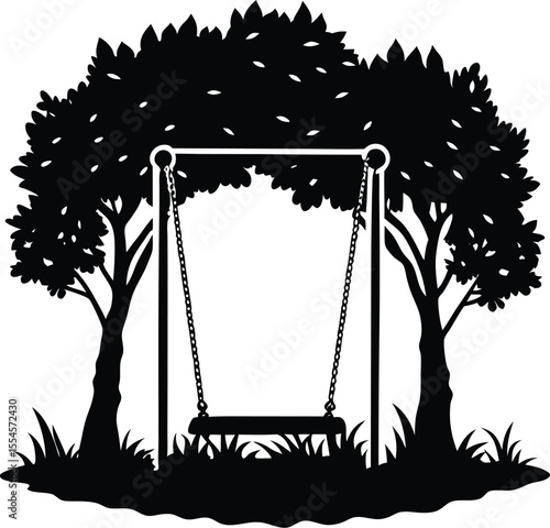 Silhouette of a swing set